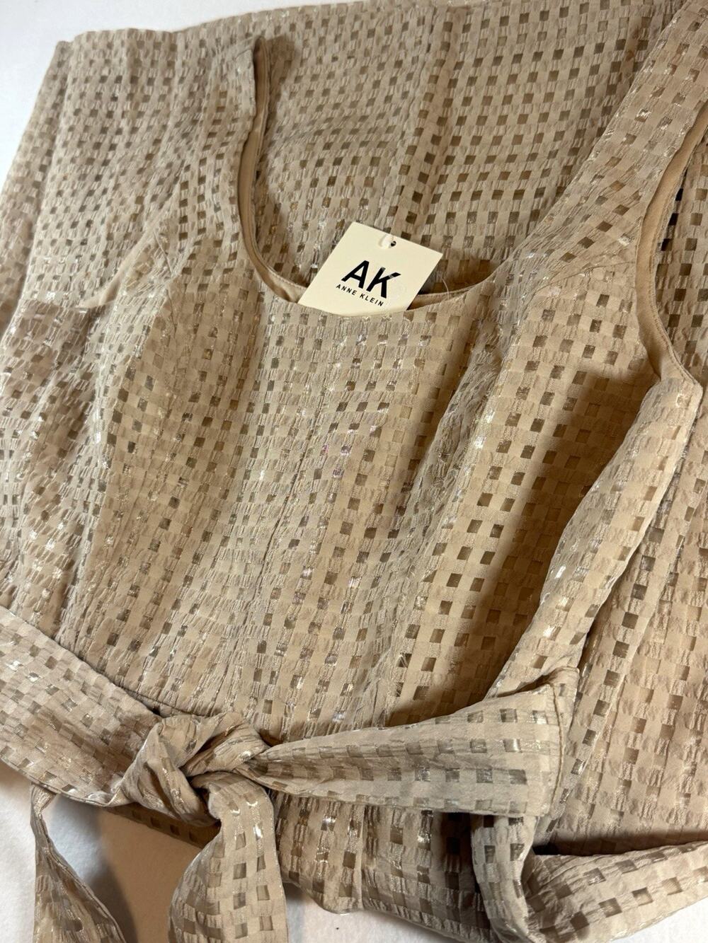 Anne Klein NWT Champagne Metallic  Fit Flare Dress Size 6